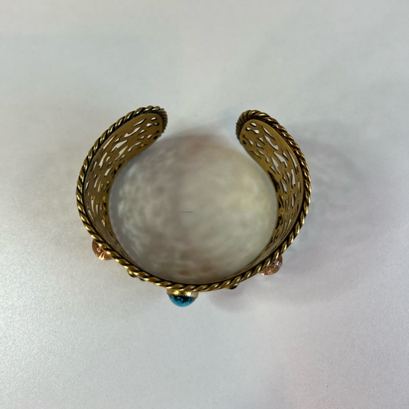 Vintage YSL Openwork Gold-Tone Cuff Bracelet w/Gripoix Glass Jewels - Picture 5 of 16